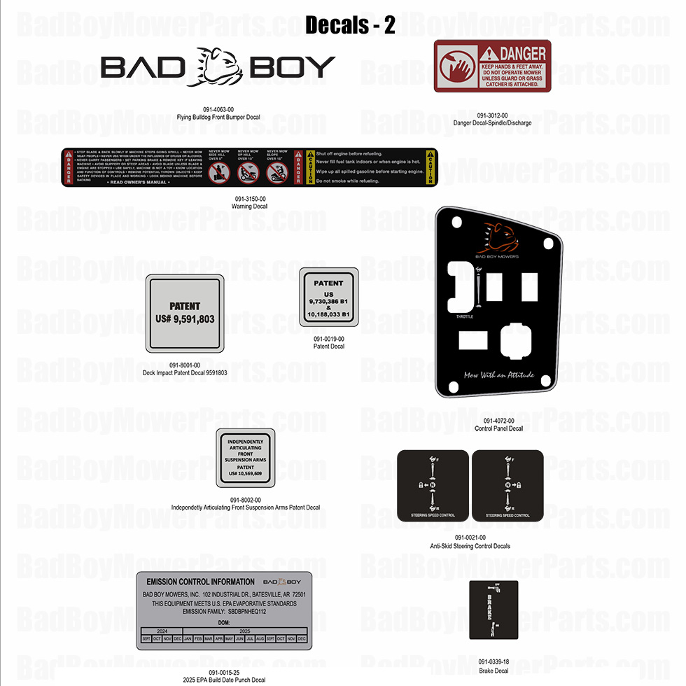 3725 - Bad Boy Mower Parts Lookup > 2025 > Maverick > Decals - 2
